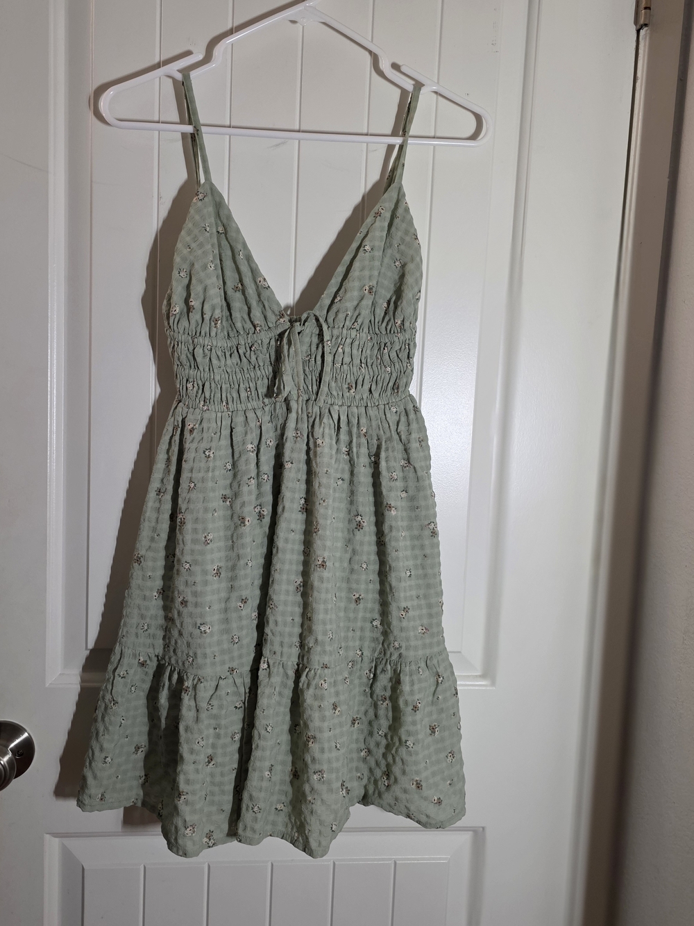 Aeropostale Sage Green Floral Smocked Mini Dress